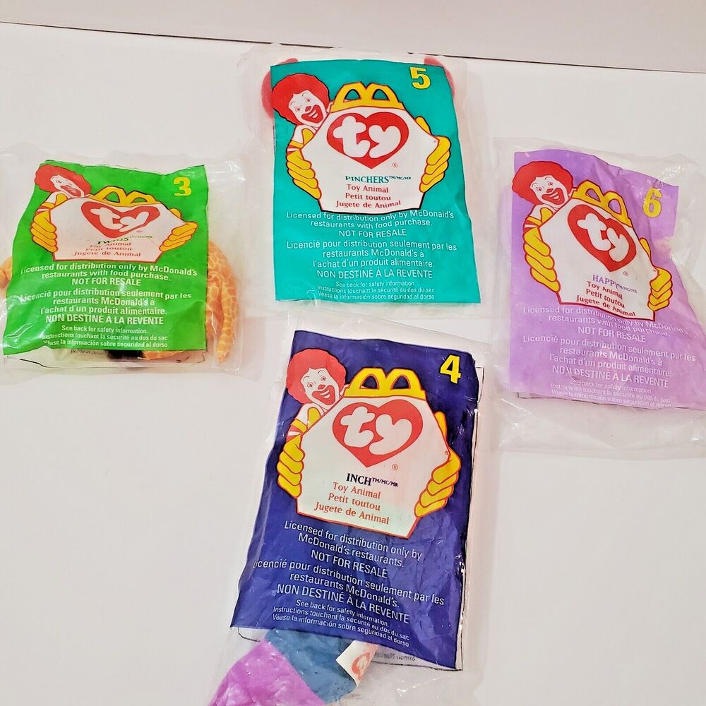 McDonalds Happy Meal Ty Beanie Babies Lot 4 In Packages 1993/98 Unopened Sealed
